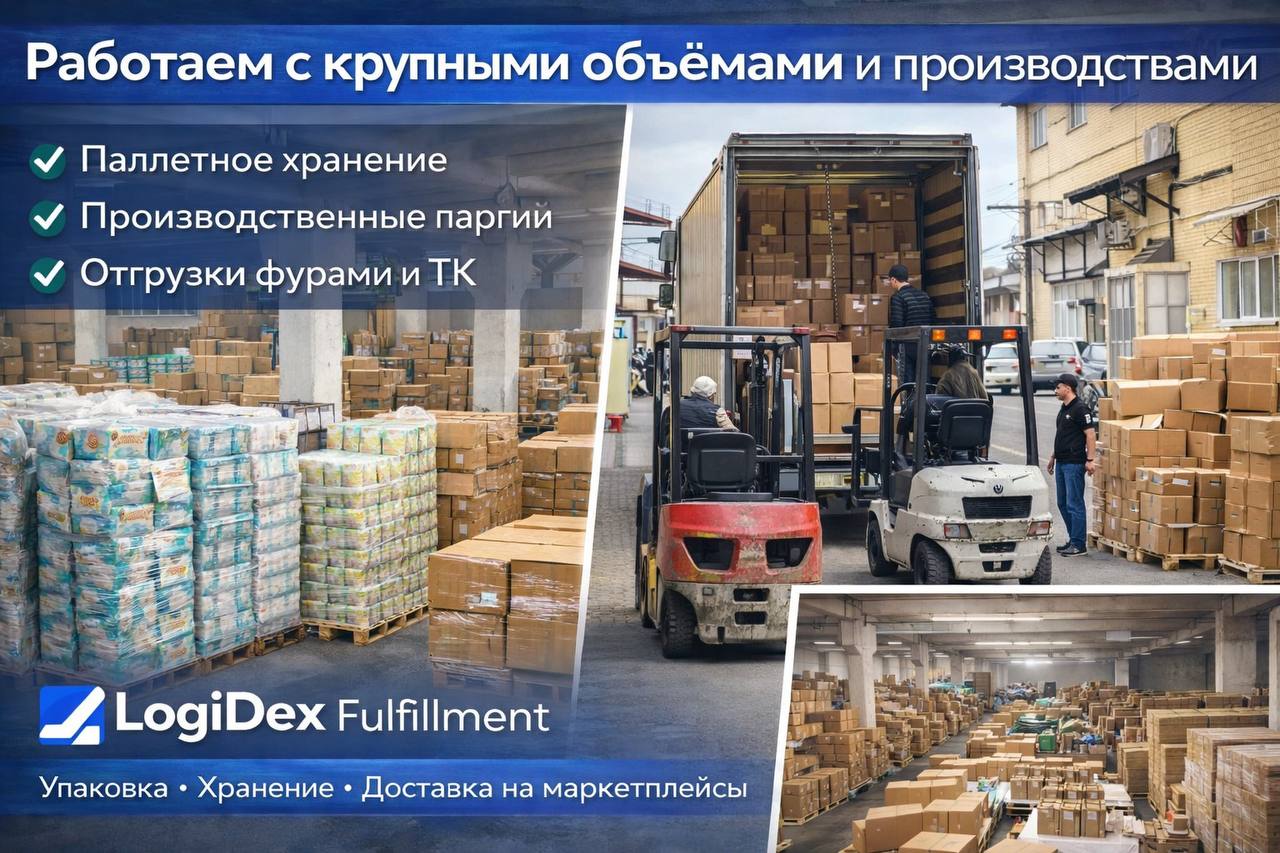 Работаем с крупными объёмами — паллетное хранение, фуры